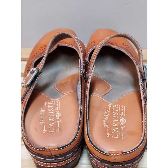L'Artiste by Spring Step | Orange Tan | Leather Buckled Clog Size 40 US 9.5 - Picture 7 of 11